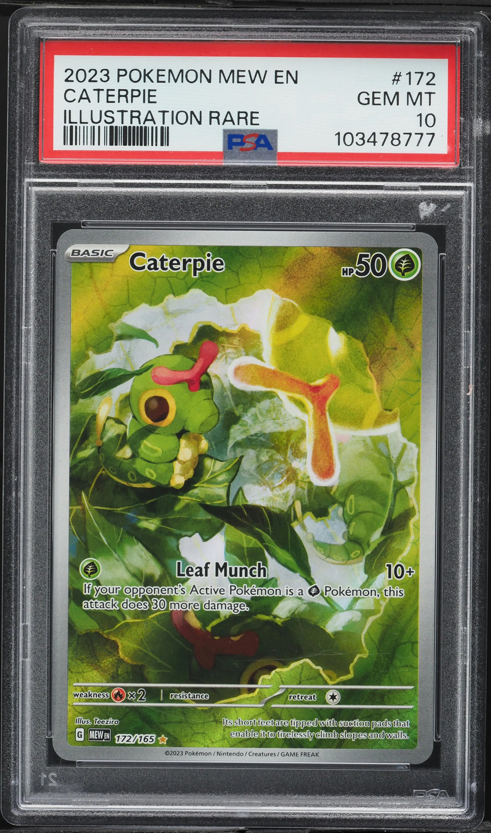 Pokémon 151 - Caterpie IR #172 (PSA10) Sleek Geek Collectibles