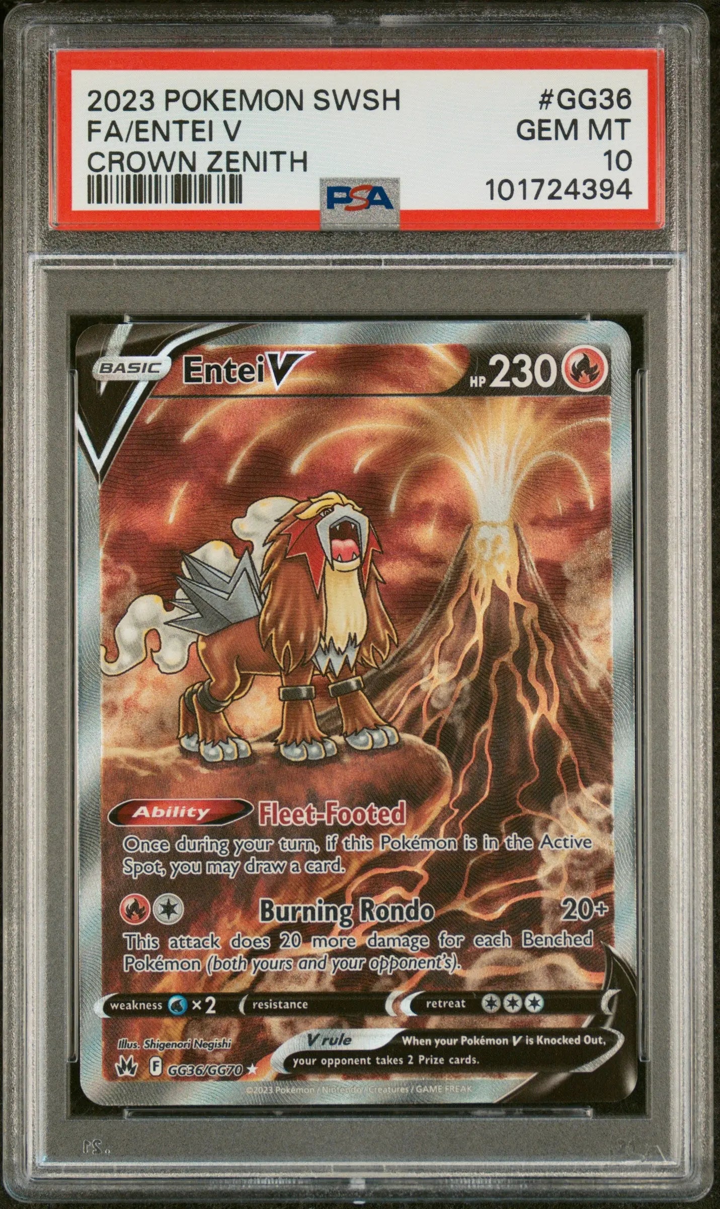 Pokémon Crown Zenith - Entei #GG36 (PSA10) Sleek Geek Collectibles