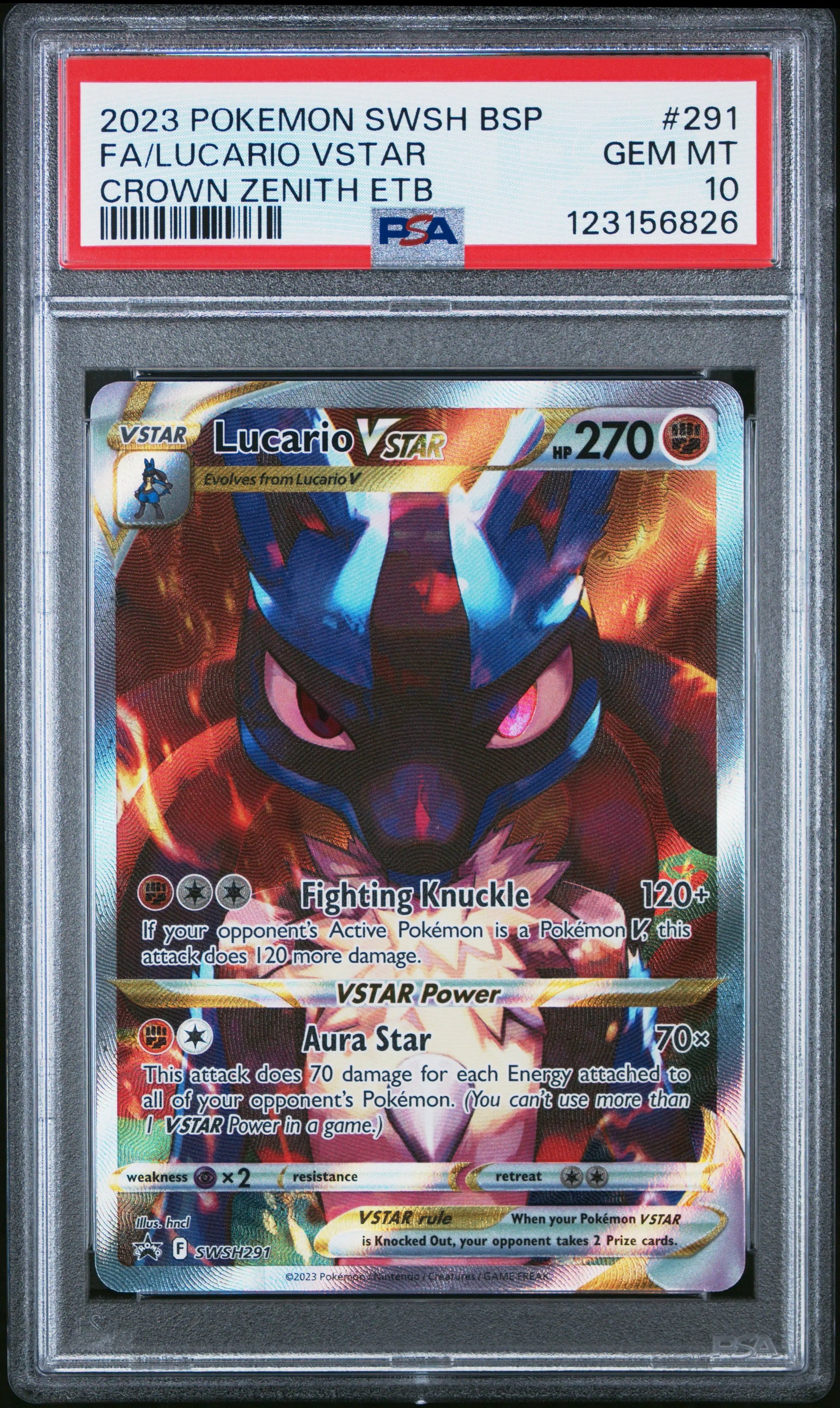 Pokémon Crown Zenith Promo - Lucario VStar #291 (PSA10) Sleek Geek Collectibles