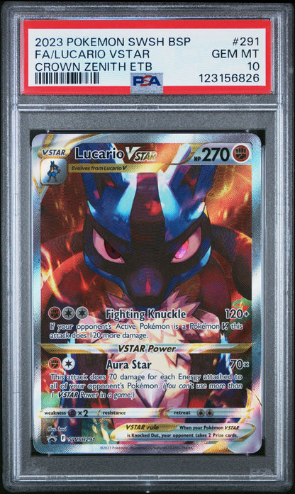 Pokémon Crown Zenith Promo - Lucario VStar #291 (PSA10) Sleek Geek Collectibles