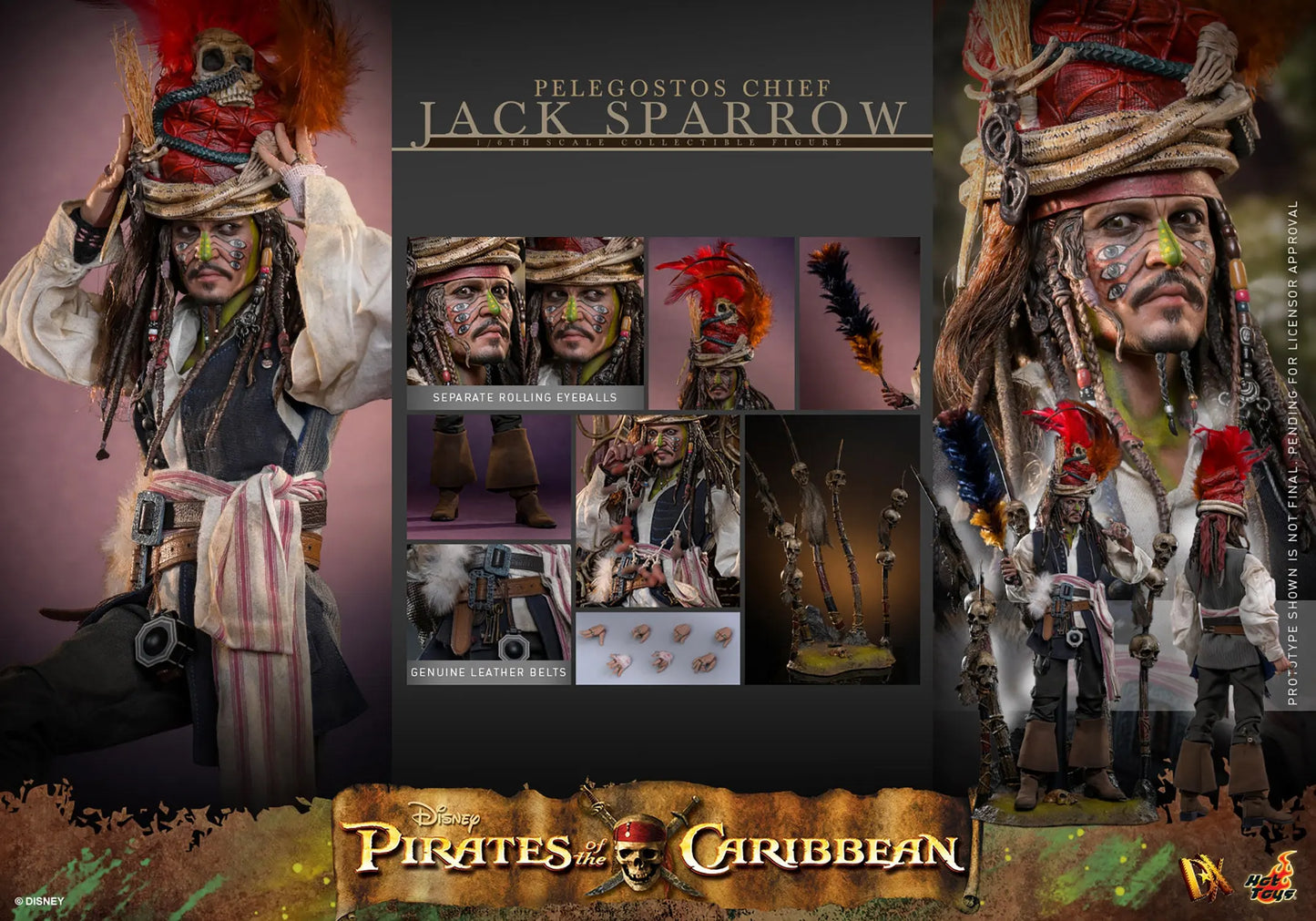 Hot Toys 1/6 Pelegostos Chief Jack Sparrow - Pirates of the Caribbean - Dead Man's Chest Sleek Geek Collectibles