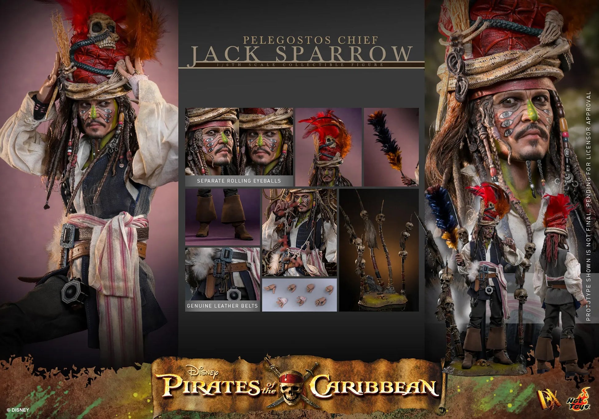 Hot Toys 1/6 Pelegostos Chief Jack Sparrow - Pirates of the Caribbean - Dead Man's Chest Sleek Geek Collectibles