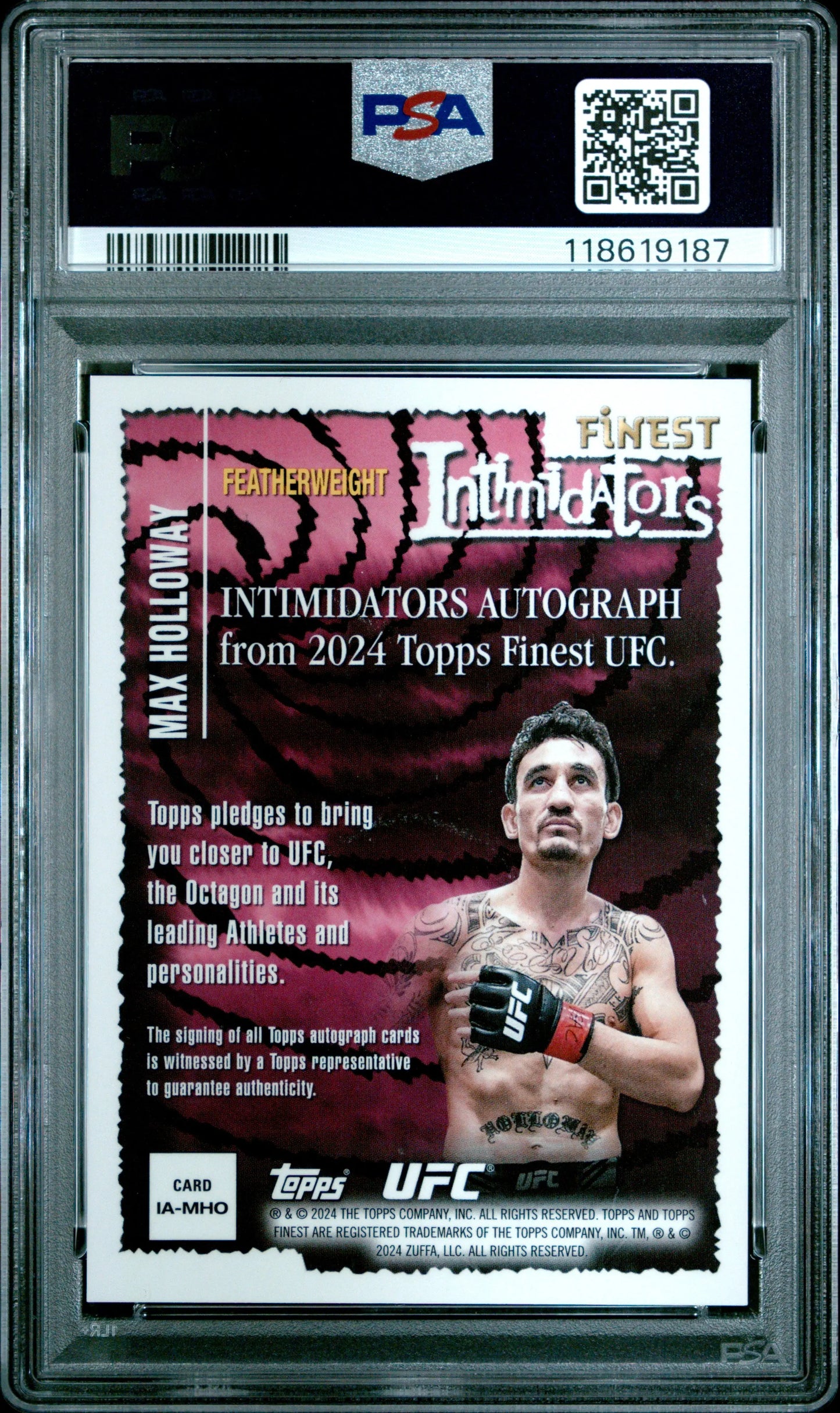 Topps UFC Finest Max Holloway Intimidators Auto #IAMHO (PSA10) Sleek Geek Collectibles