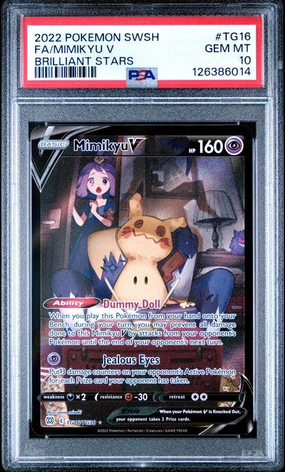 Pokémon Mimikyu Brilliant Stars #TG16 (PSA10) Sleek Geek Collectibles